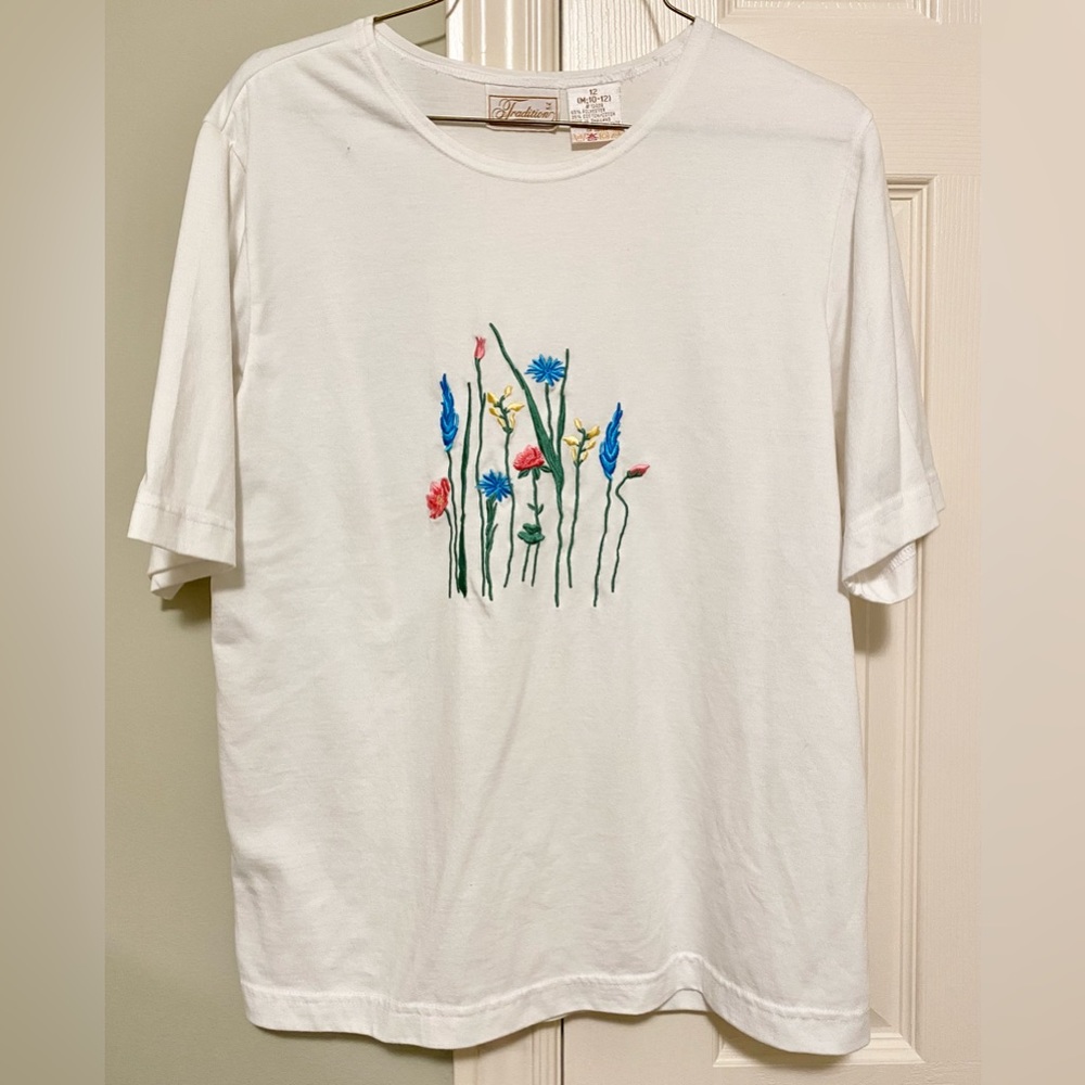 Traditions Embroidered Flower T-Shirt